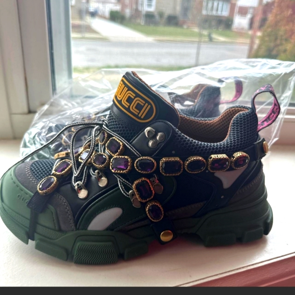 Mens Gucci Green and Black Sneakers